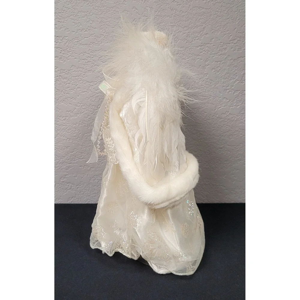 Angel Christmas Tree Topper Cream Glittery Snowflakes 11 inch Tall - Picture 5 of 10